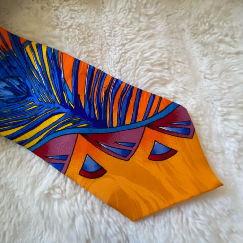 Vintage Rush Limbaugh No Boundaries men Silk neck Tie 90s retro peacock feather